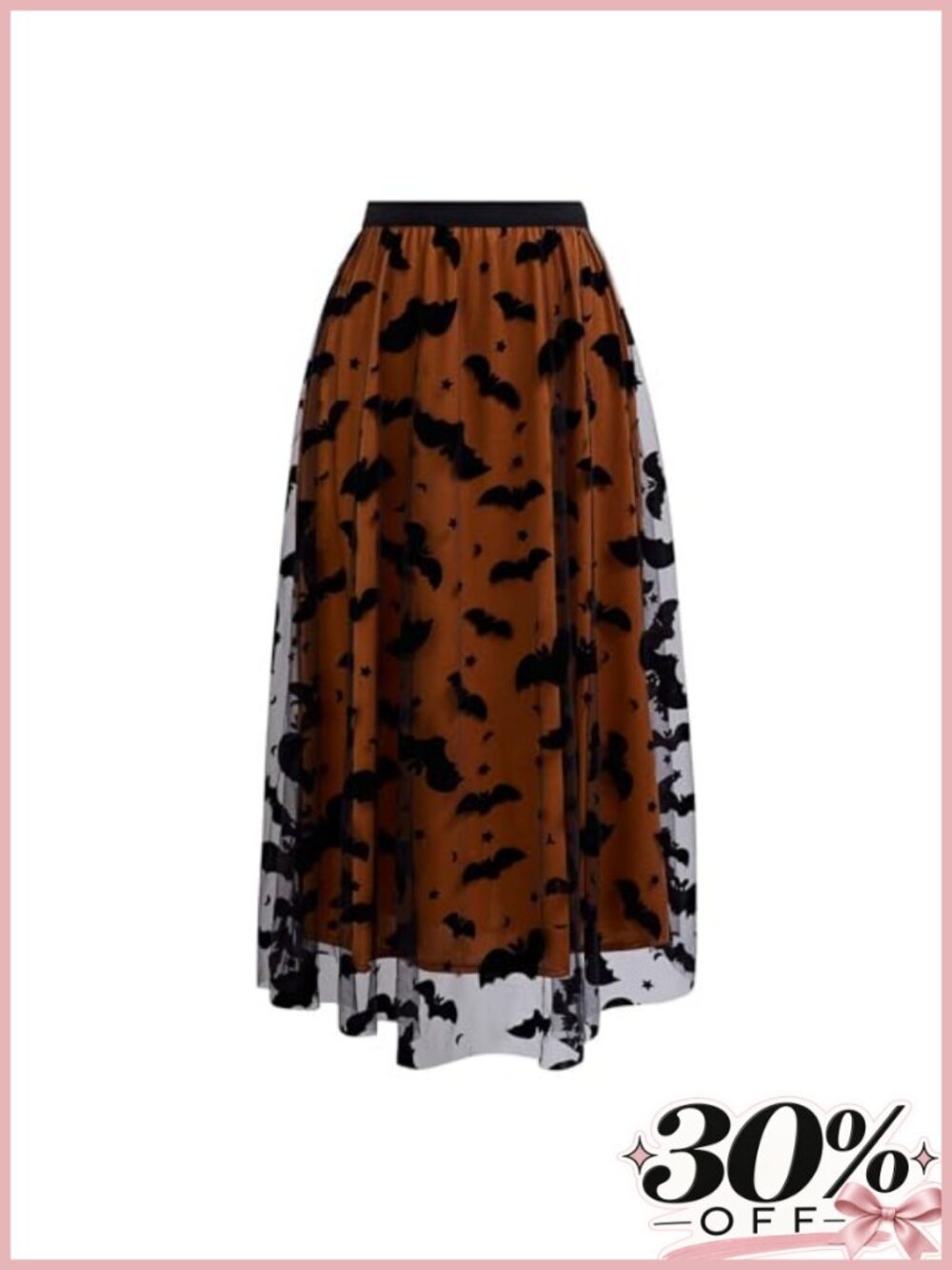 Women's Tutu Skirt with Velvet Bats Halloween Party Midi Skirt